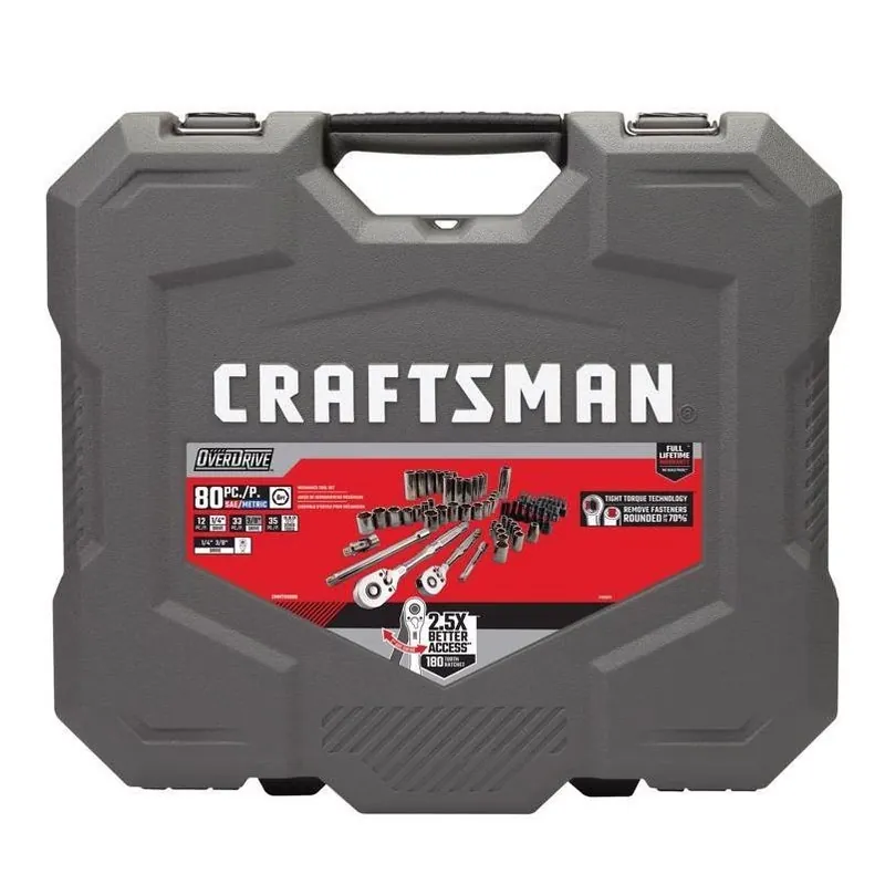 Craftsman Overdrive 80‑Piece Metric/SAE 6‑Point Ratchet Set – 1/4‑in & 3/8‑in Drives