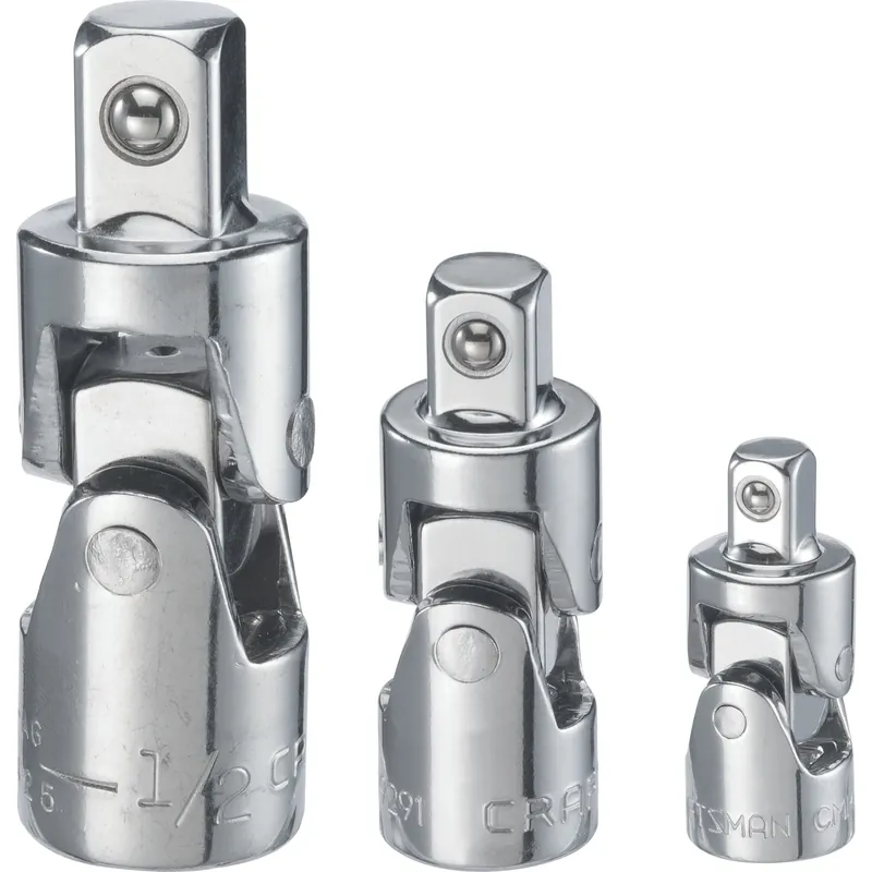 3-piece Universal Joint Socket Adapter Set - 1/4, 3/8, And 1/2 Inch Drives