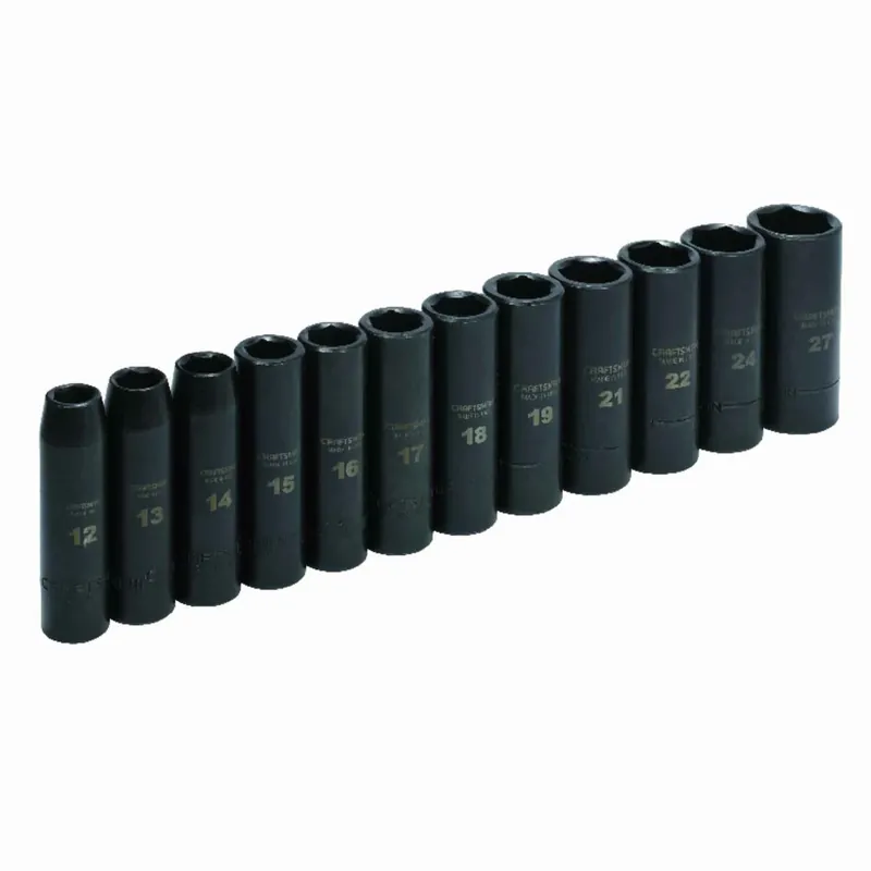 27 Mm X 1/2 In. Drive Metric 6 Point Standard Impact Socket Set 12 Pieces