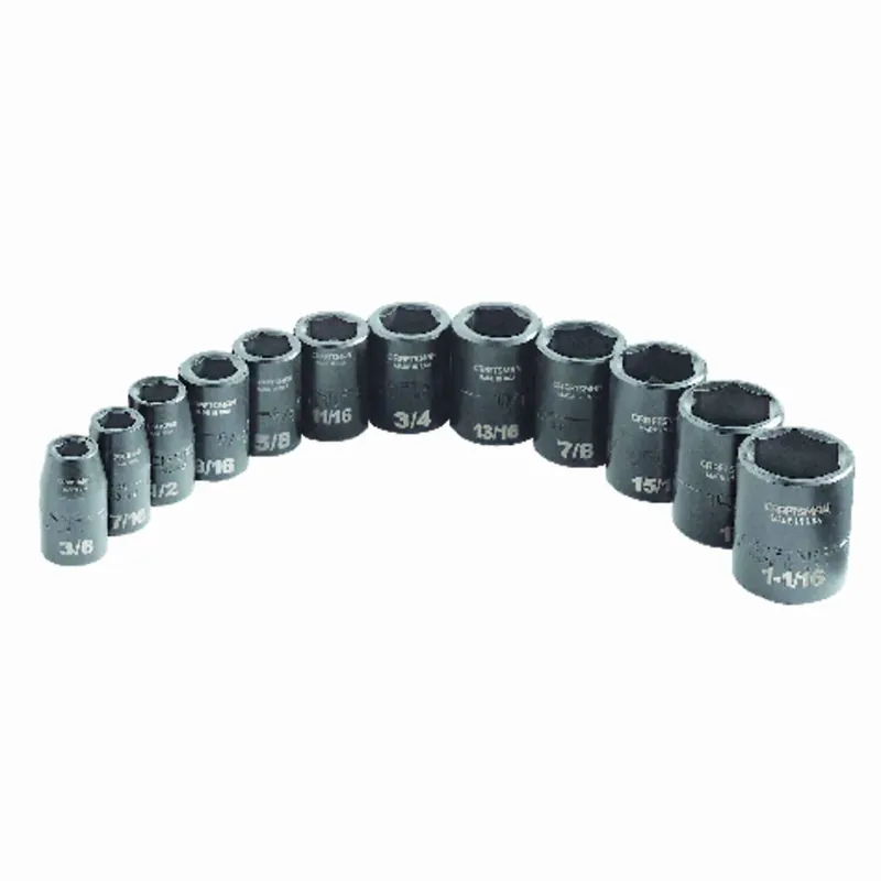 1-1/16 In. X 1/2 In. Drive Sae 6 Point Standard Impact Socket Set - 12 Pieces