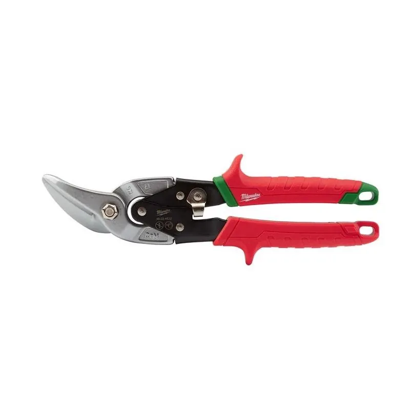 Milwaukee 10" Right‑Cut Aviation Snip With Ergonomic Red Handle – 5" L‑Cut, Steel Blade