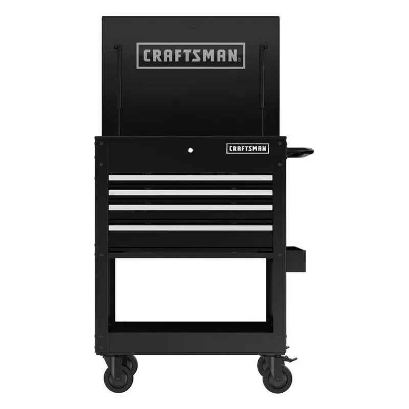 Craftsman Heavy‑Duty 30‑Inch Black Rolling Tool Cart With Lockable Drawers & Power Strip