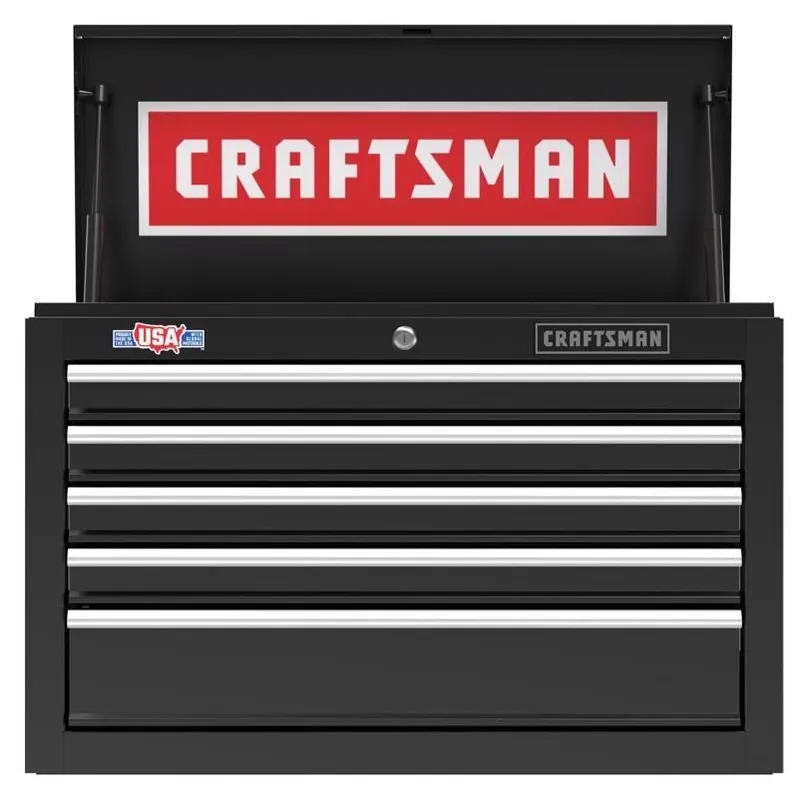 Craftsman S1000 26‑Inch Heavy‑Duty 5‑Drawer Steel Tool Chest – Black, 17.3" H X 12" D