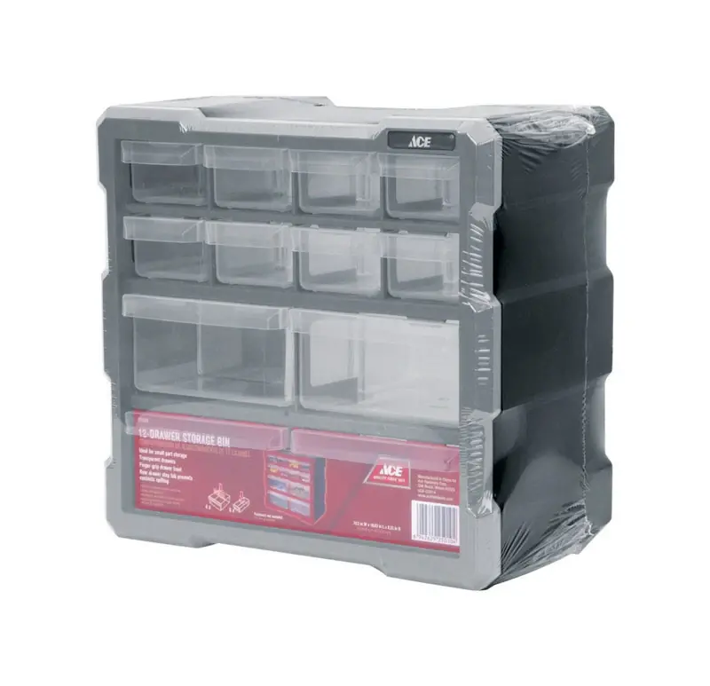 6-1/4 In. L X 10-9/16 In. W X 10 In. H Plastic Storage Organizer With 12 Compartments - Gray