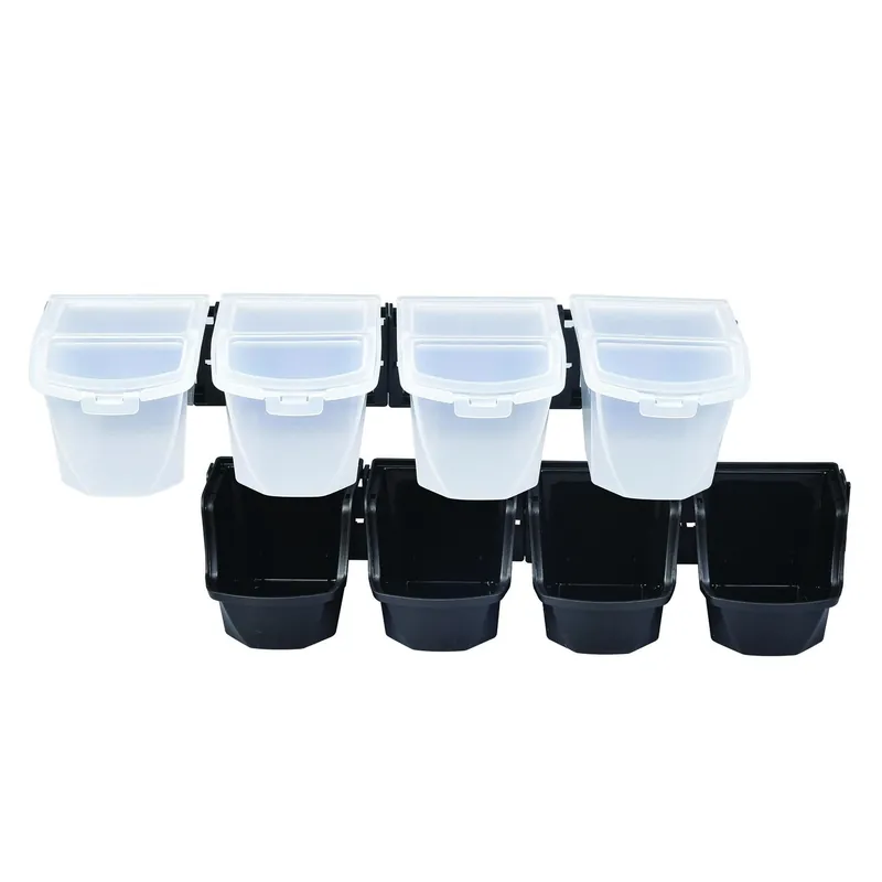 2 In. W Multi-mount Tool Storage Bin Set - 8 Piece Plastic/steel Clear