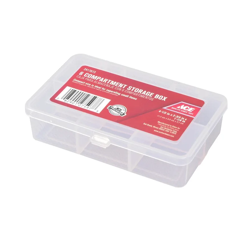 4-1/2 In. L X 2-3/4 In. W X 1-1/4 In. H Clear Plastic Tool Storage Bin With 6 Compartments