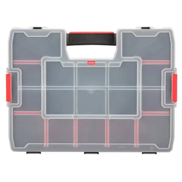 Craftsman Medium Storage Organizer 14.8" W X 2.71" H X 11.5" D With 14 Compartments Black/red