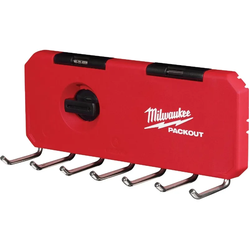 Milwaukee Packout Shop Storage Medium Black/Red Plastic 9.5 In. L Hook Rack 25 Lb 1 Pk