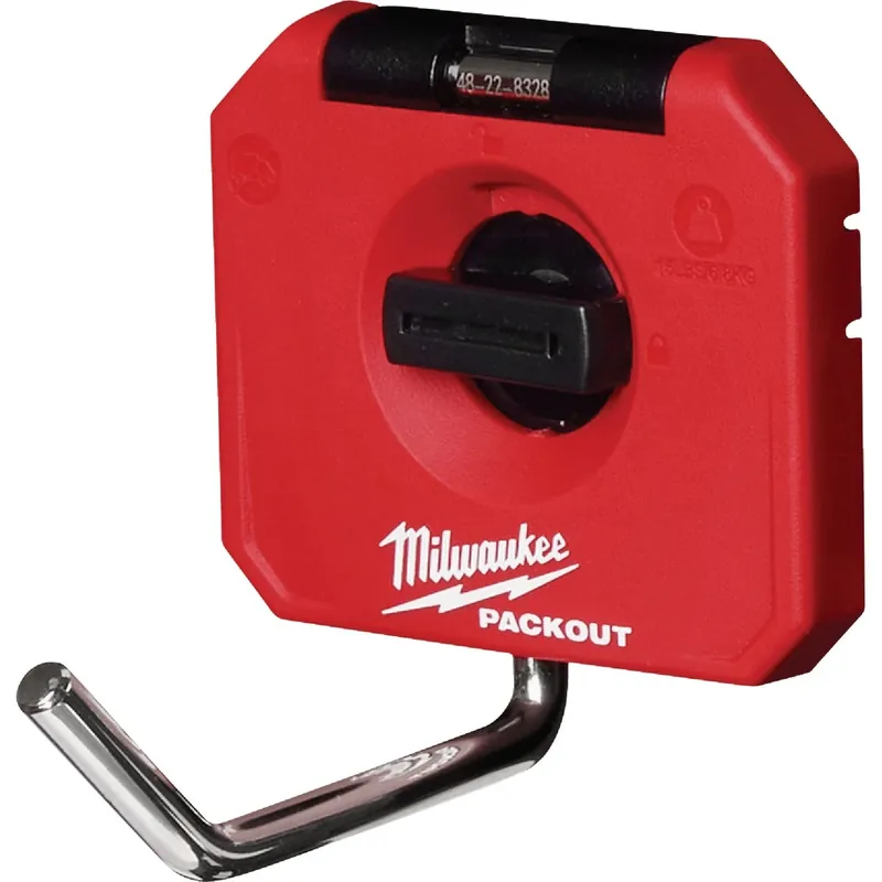 Milwaukee Packout Shop Storage Small Black/Red Plastic 4 In. L Straight Hook 15 Lb 1 Pk