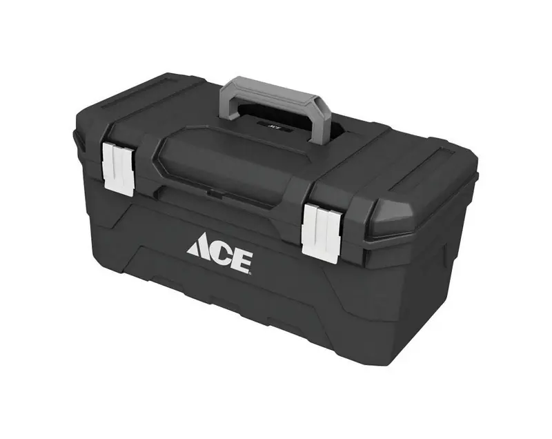 23 In. Plastic Toolbox With Storage Tray And Metal Hinge - Black