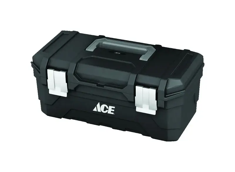 16 Inch Plastic Tool Box With Storage Tray And Metal Hinge - Black