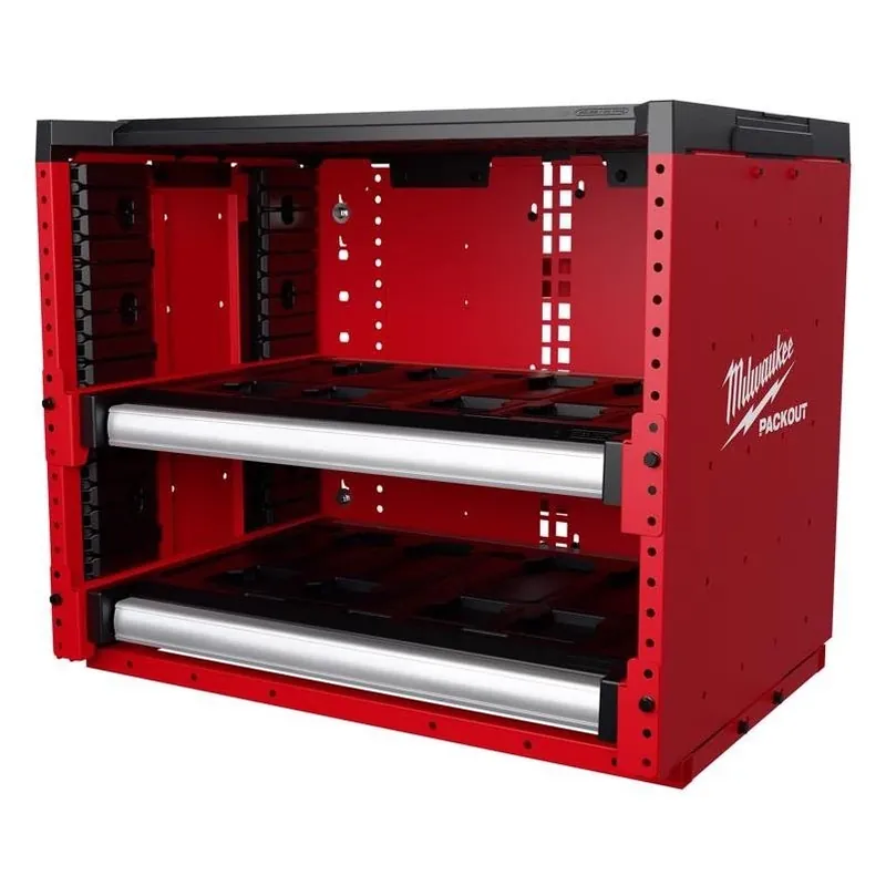 Milwaukee Packout Heavy‑Duty Steel Rack Drawer – 22" H × 27.3" W × 21" D, 100 lb Wall Capacity
