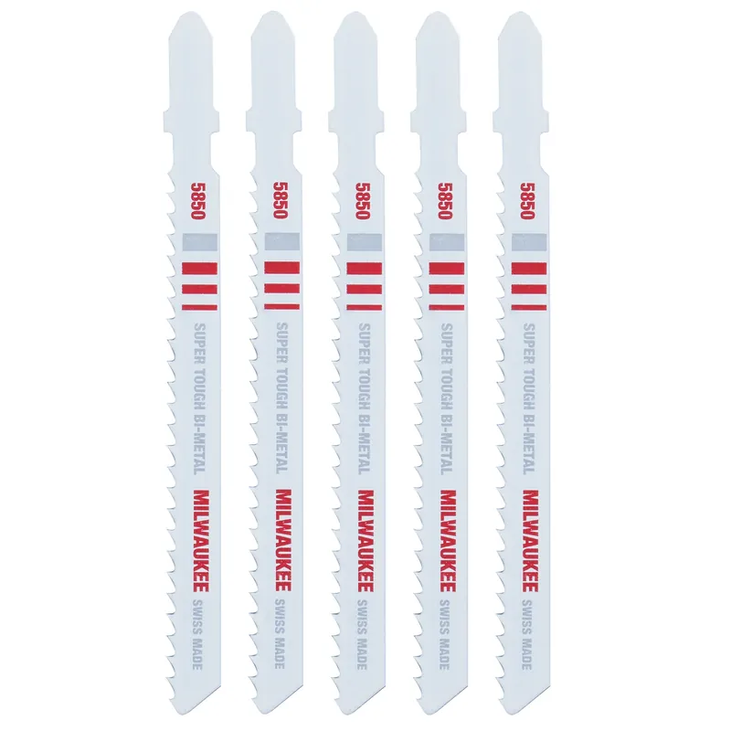 Milwaukee 4 In. Bi-Metal T-Shank Non-ferrous Metal Cutting Jig Saw Blade 8 TPI 5 Pk