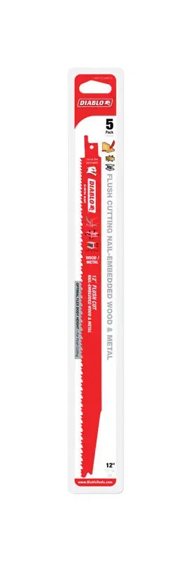 Diablo 12 In. Bi-Metal Reciprocating Saw Blade 10/14 TPI 5 Pk