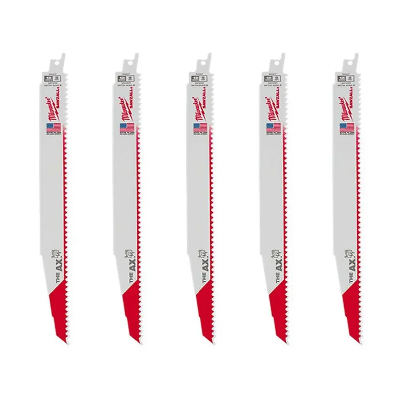 Milwaukee 12 In. 5 TPI AX Nail Embedded Wood Cutting SAWZALL Reciprocating Saw Blades (5-Pack)