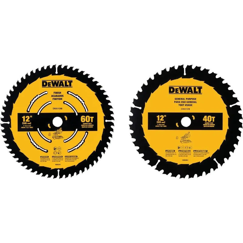 DeWalt 12 In. D X 1 In. Carbide Tipped Circular Saw Blade 40/60 Teeth 2 Pk