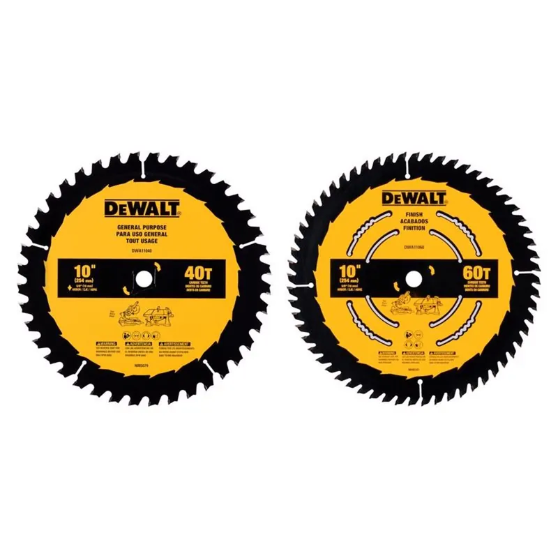 DeWalt 10 In. D X 5/8 In. Carbide Tipped Circular Saw Blade 40/60 Teeth 2 Pk