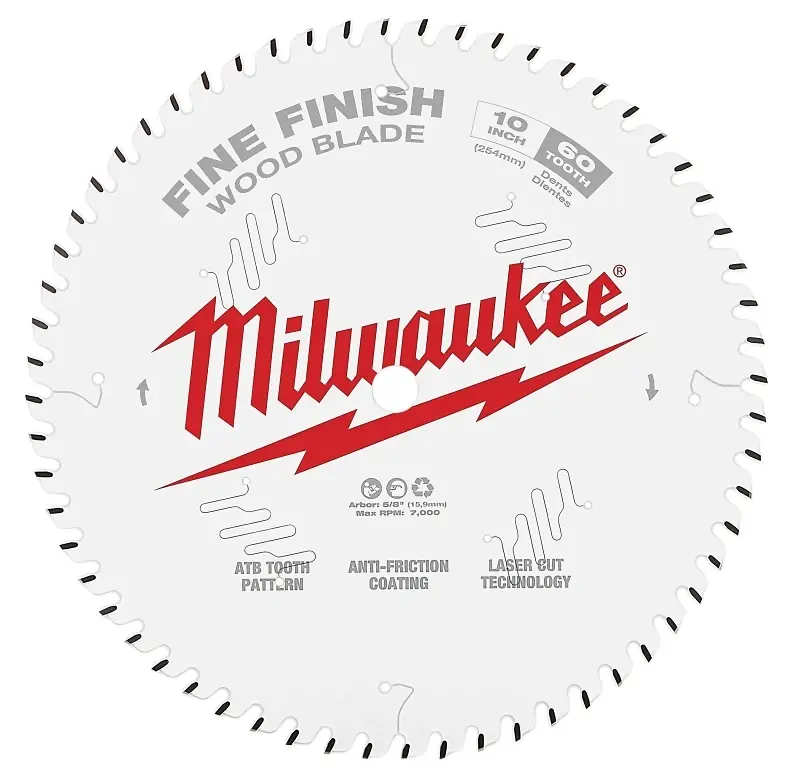 Milwaukee 10 In. D X 5/8 In. Fine Finish Tungsten Carbide Circular Saw Blade 60 Teeth 1 Pk