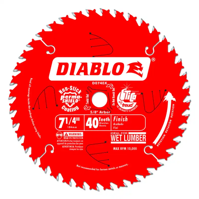 Diablo 7-1/4 In. D X 5/8 In. TiCo Hi-Density Carbide Finishing Saw Blade 40 Teeth 1 Pk