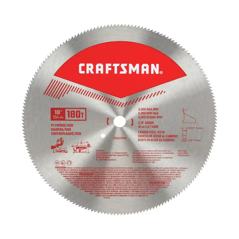 10 In. Carbon Steel Circular Saw Blade 180 Teeth For Precision Cutting