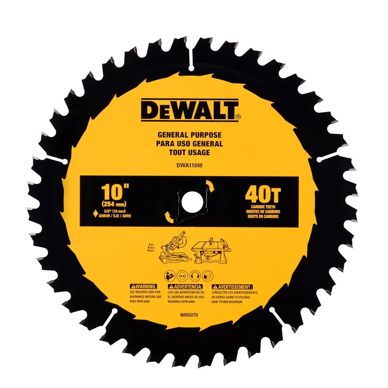 10 In. 40-tooth Carbide Tipped General Purpose Circular Saw Blade