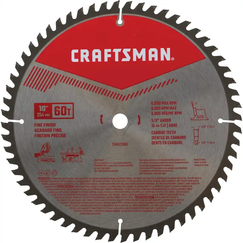CRAFTSMAN 10 In. D X 5/8 In. Carbide Circular Saw Blade 60 Teeth 1 Pk
