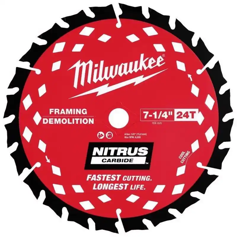 Milwaukee 7‑1/4" 24‑Tooth Carbide Circular Saw Blade – Model 48‑40‑0750