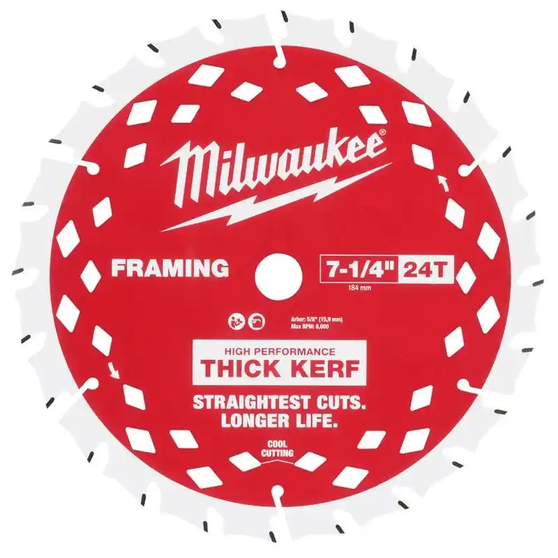 Milwaukee 7-1/4 In. D X 5/8 In. Carbide Circular Saw Blade Set 24 Teeth 1 Pk