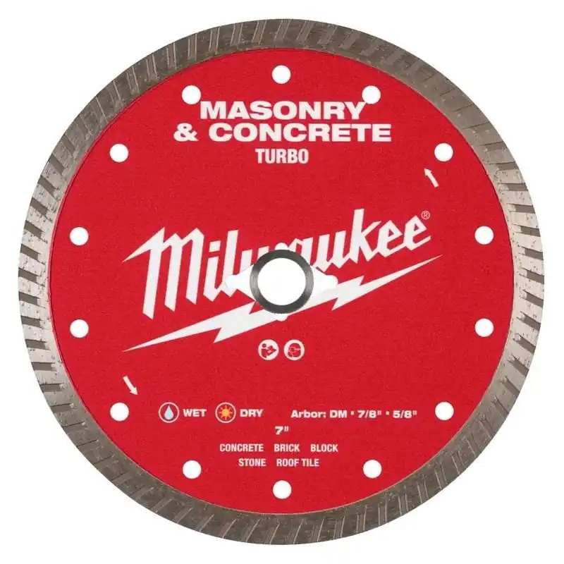 Milwaukee Turbo Rim 7‑Inch Diamond Saw Blade – DM‑7/8‑5/8 Arbor