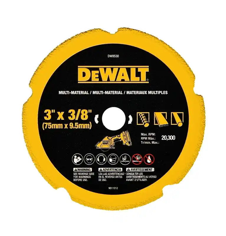 DeWalt 3 In. D X 3/8 In. X 0.2 In. Thick Diamond Multi-Material Cut-Off Blade 1 Pk