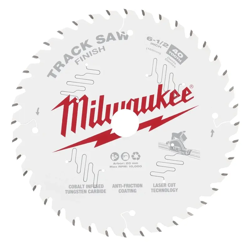 Milwaukee 6-1/2 In. D X 20 Mm Tungsten Carbide Track Saw Blade 40 Teeth 1 Pk