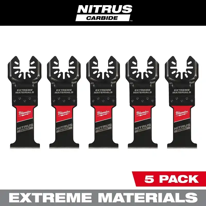 Milwaukee Nitrus Carbide 1-3/8 In. W Carbide Open-Lok Oscillating Saw Blade Multi-Material 5 Pk