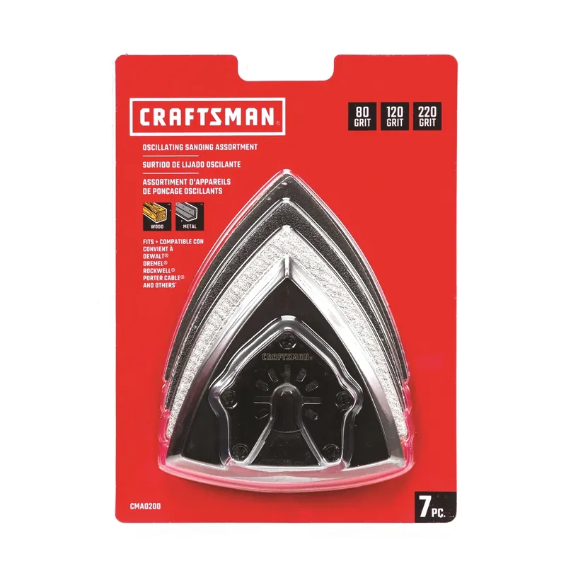 7 Piece Triangular Oscillating Sanding Set For Metal And Wood Surfaces