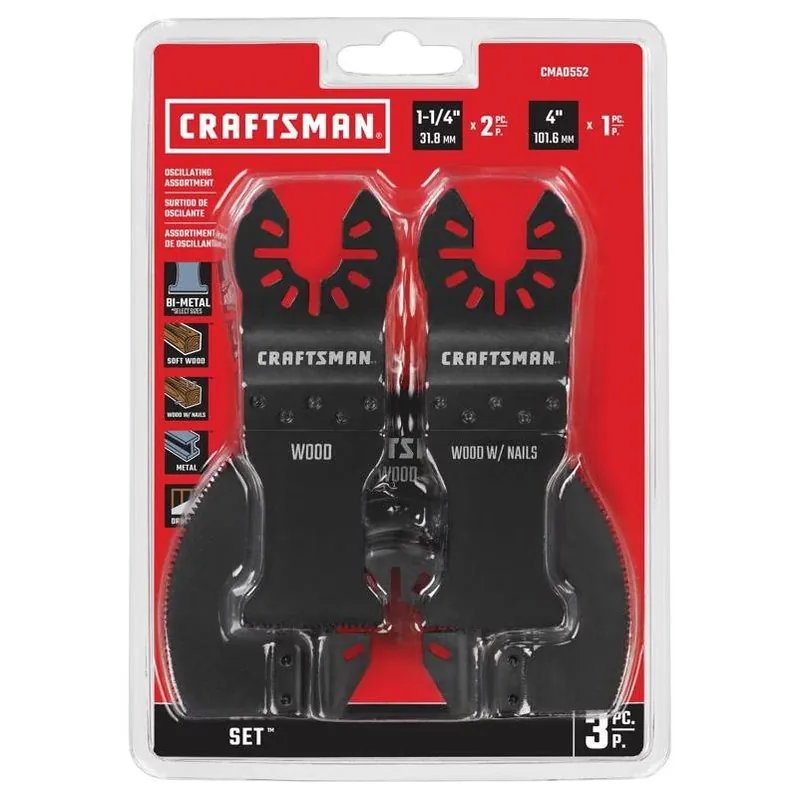 Craftsman 3‑Piece Bi‑Metal Oscillating Blade Set – Universal Fit