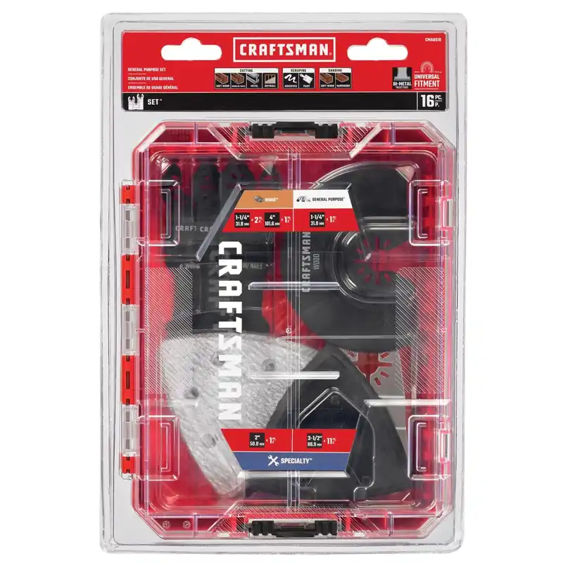 16 Piece Oscillating Blade Set For Wood, Metal, And Drywall Cutting