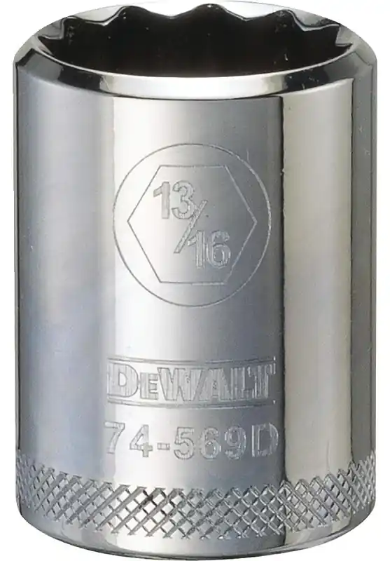SAE Socket, Shallow, 12-Point, 13/16 In., 1/2 In. Drive