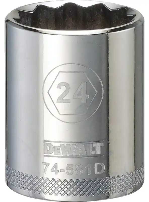 Metric Shallow Socket, 12-Point, 1/2 In. Drive, 24mm