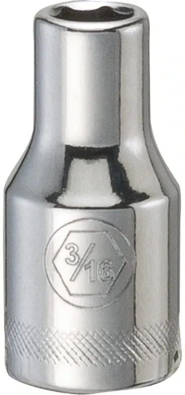 SAE Socket, Shallow, 6-Point, 3/16 In., 1/4 In. Drive