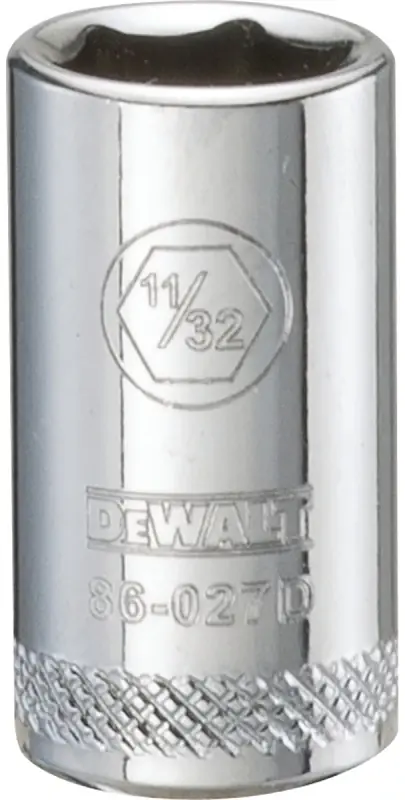 SAE Socket, Shallow, 6-Point, 11/32 In., 1/4 In. Drive