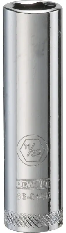 SAE Socket, Deep, 6-Point, 11/32 In., 1/4 In. Drive