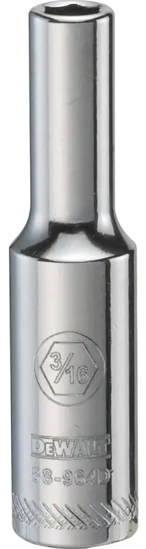 SAE Socket, Deep, 6-Point, 3/16 In., 1/4 In. Drive