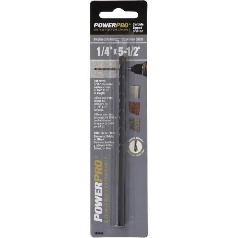Hillman 1/4" × 5‑1/2" Carbon Steel Drill Bit – Single Pack