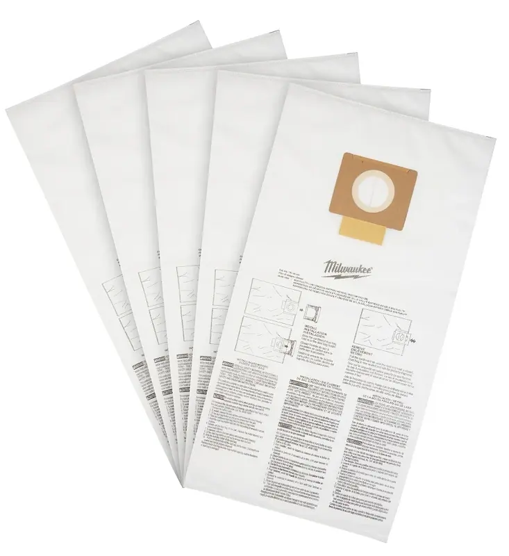 Milwaukee Wet/Dry Shop Vac Dust Collector Bags 9 Gal 5 Pc
