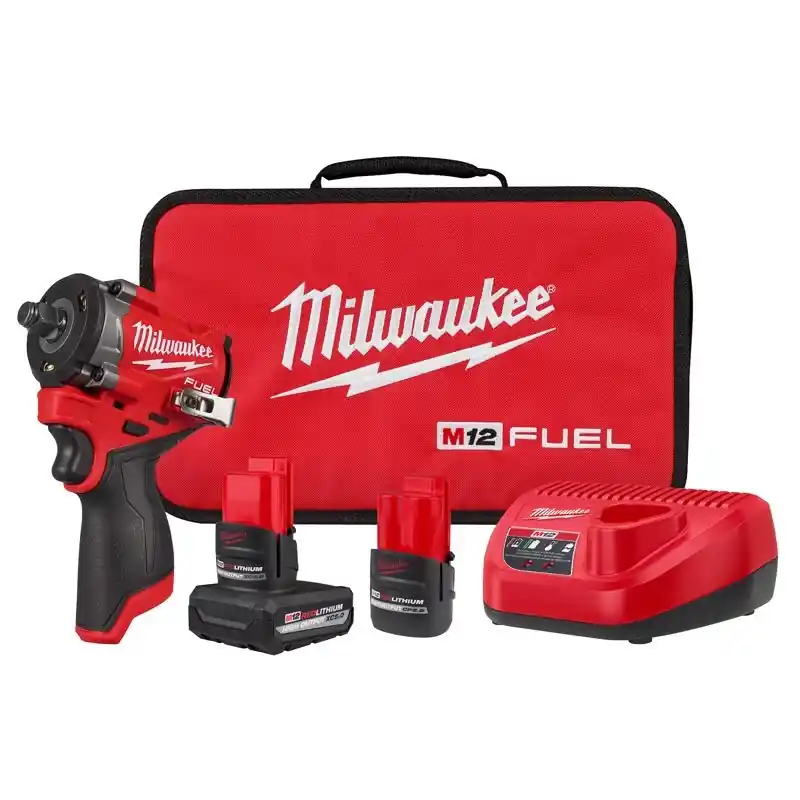 Milwaukee M12 1/2 Inch Cordless Brushless Impact Wrench Kit With Battery And Charger