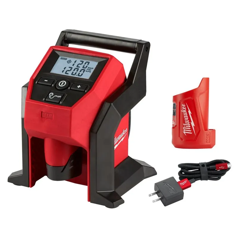 M12 12-volt Lithium-ion Cordless Inflator With 2.0 Ah Battery And Travel Charger