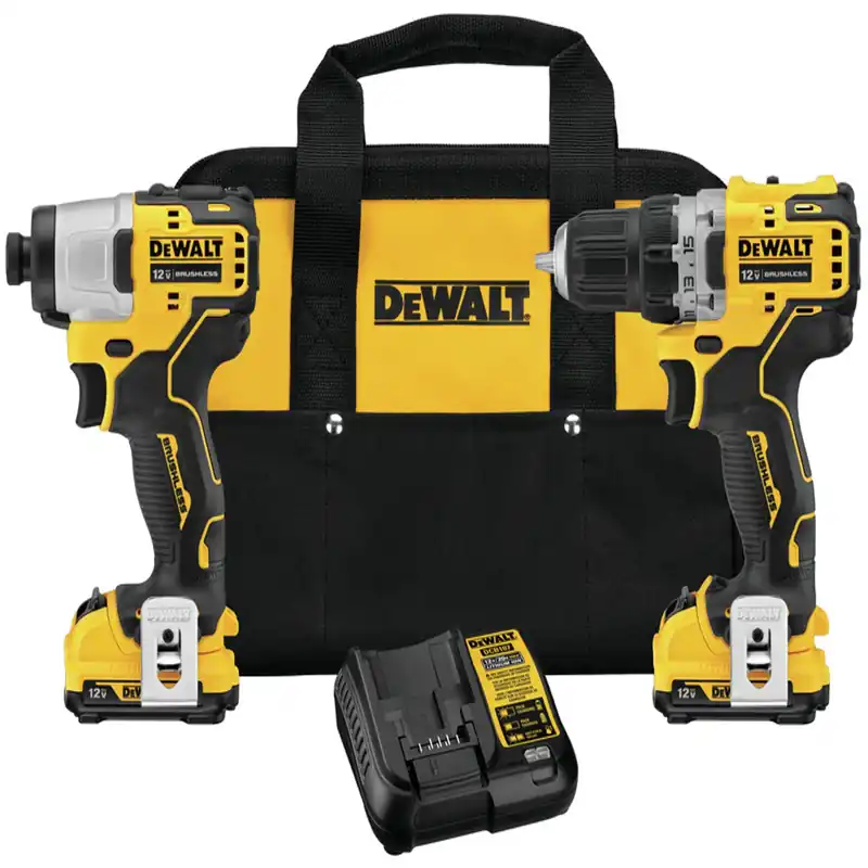 12-Volt Cordless Drill/Driver + Impact Driver Combo Kit, Brushless Motor, 3/8-In., 2 Lithium-Ion Batteries