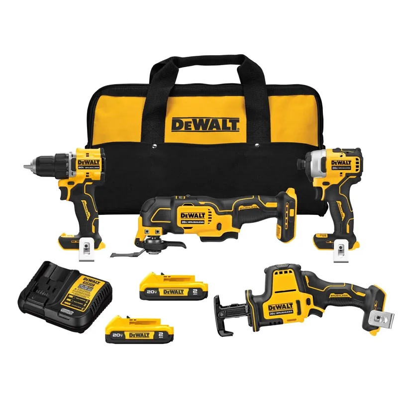 20v Max Atomic Cordless Brushless 4 Tool Combo Kit With Batteries And Charger