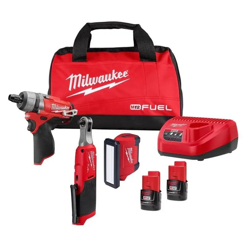 Milwaukee M12 Fuel 3‑Piece Brushless Cordless Drill/Driver Set