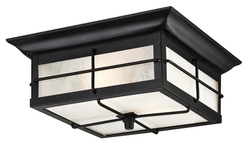 Orwell 2-light Textured Black Outdoor Flushmount Light Fixture Hardwired