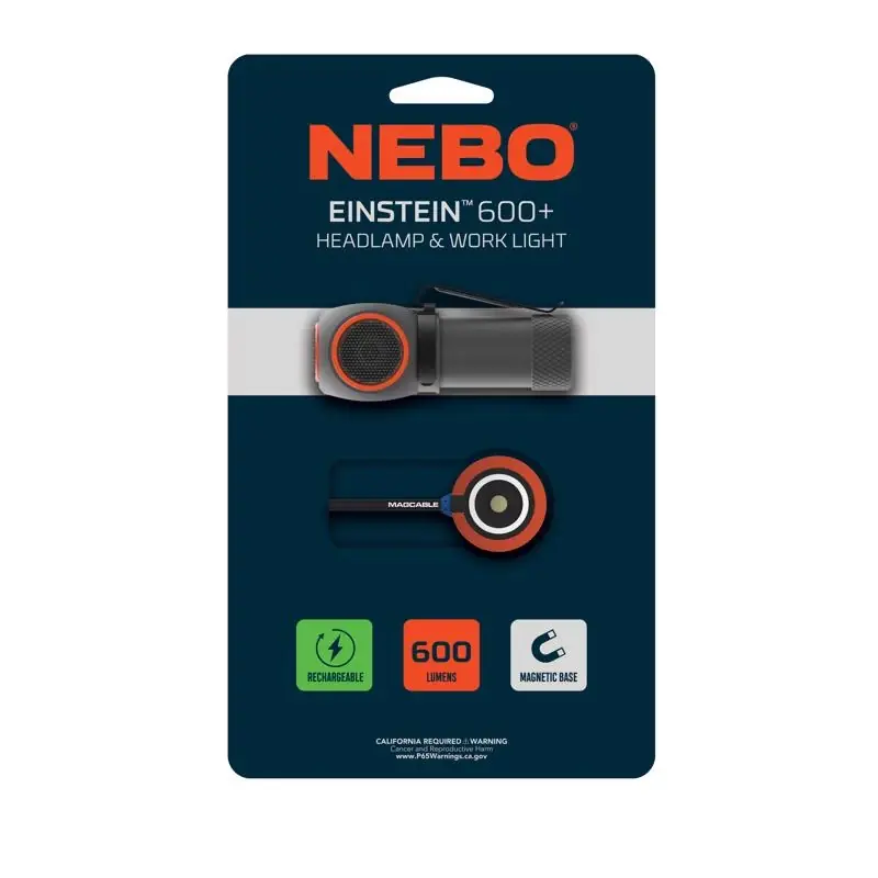 Nebo Einstein 600 Lumens Black/gray Led Head Lamp With Lithium Ion Battery